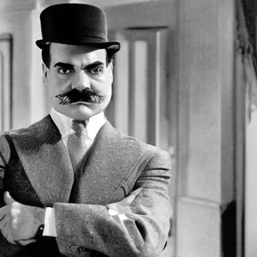 Image similar to scene of the hercule poirot tv serie featuring david suchet shaved