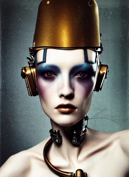 Image similar to close - up portrait of beautyful female android steampunk by paolo roversi,