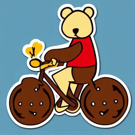 Image similar to Bear riding a small bicycle, sticker, highly detailed, colorful, illustration, drama, smooth and clean vector curves, no jagged lines, vector art, smooth