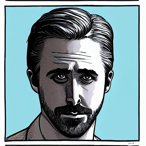 Image similar to “ ryan gosling retro minimalist portrait by jean giraud, moebius starwatcher comic, 8 k ”