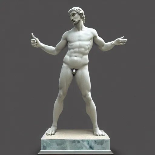 Image similar to a 3 d render of the statue of david out of marble, in the style of michelangelo