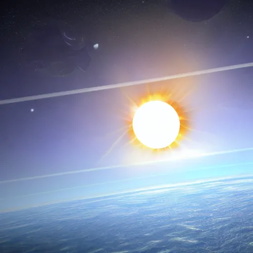 Prompt: hexagon sun shields floating in space, unreal engine, digital art, solar eclipse, seen from earth