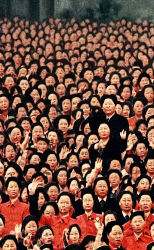 Image similar to mao zedong driving a crowd of skeletons