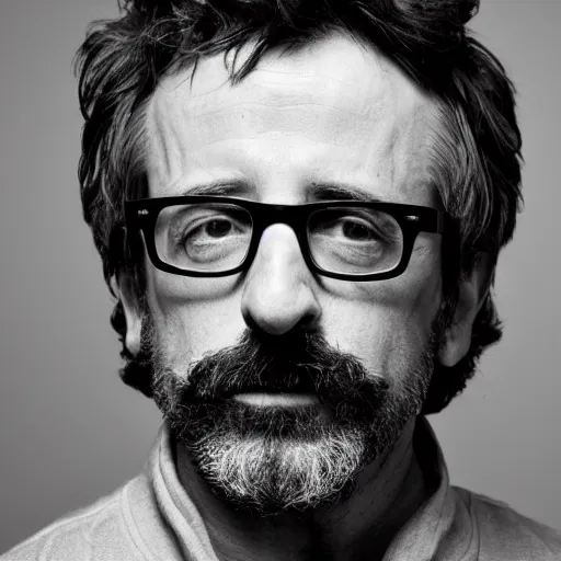 Image similar to award winning portrait of marc maron, photo by mark mann, hyper detailed