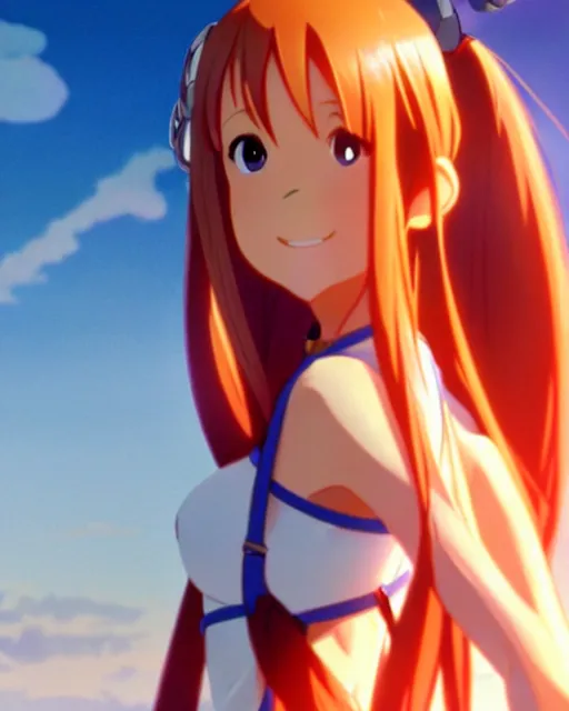 Image similar to pixar movie still photo of asuna from sao, hot asuna by a - 1 pictures, by greg rutkowski, gil elvgren, enoch bolles, glossy skin, pearlescent, anime, maxim magazine, very coherent
