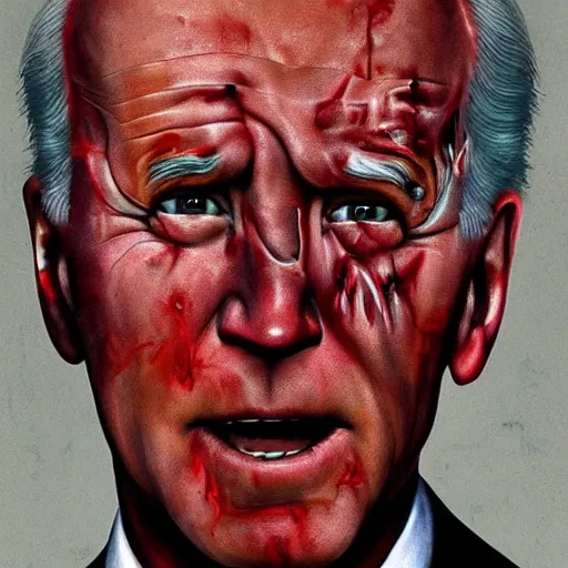Image similar to joe biden as a zombie hyper detailed gorgeous portrait horror nightmarish disturbing photograph