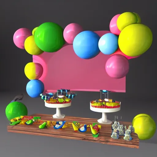 Prompt: cats party, 3d Model Charchater, party vibe