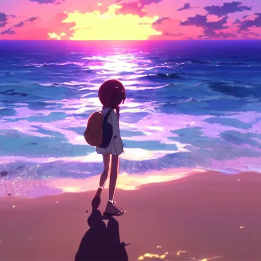 Image similar to beautiful anime summer beach episode by makoto shinkai