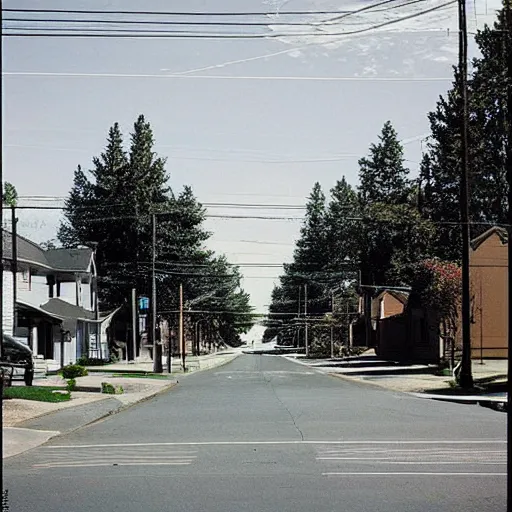 Image similar to “Out for a walk on a sunny day in An oregon neighborhood. The streets are empty. Aesthetic photography (1997)”