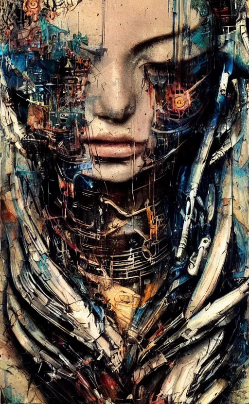 Image similar to beautiful women made of mech mask rendered in unreal engine, cyberpunk, full body, dark, rave, scifi, painted by albrecht durer | bernard buffet | carne griffiths | wlop