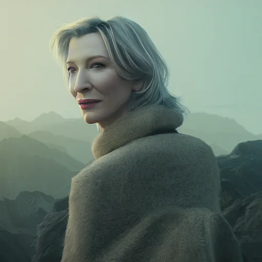 Image similar to cate blanchett , matte painting by Mike Winkelmann, featured in artstation, octane render, cinematic, elegant, intricate, 8k, HDR