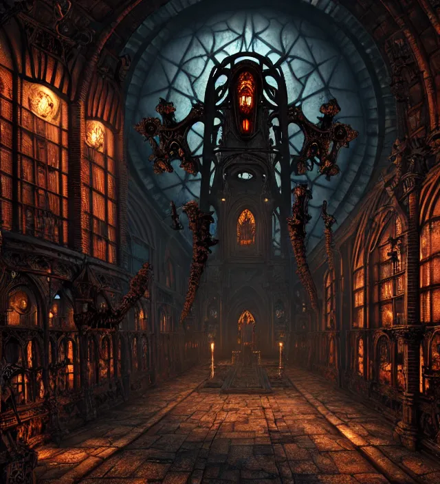 Image similar to steam necropolis, memento mori, gothic, neo - gothic, art nouveau, hyperdetailed copper patina medieval icon, stefan morrell, philippe druillet, ralph mcquarrie, concept art, steampunk, unreal engine, detailed intricate environment, octane render, moody atmospherics, volumetric lighting, ultrasharp, ominous, otherworldly