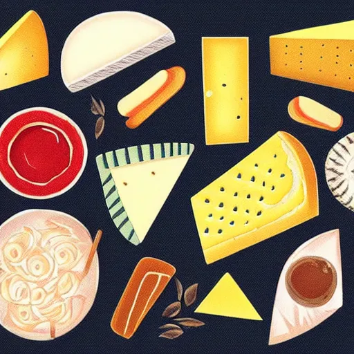 Prompt: cheese, food illustration in instagram # foodillustration