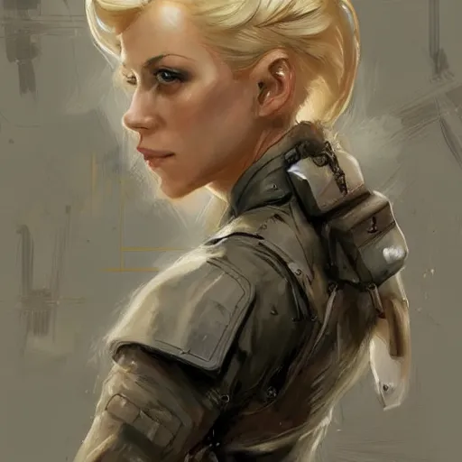 Image similar to portrait of blonde woman medic, epic, tragic, military art, fantasy, dieselpunk, hd shot, digital portrait, beautiful, artstation, comic style, by artgerm, guy denning, jakub rozalski, magali villeneuve and charlie bowater