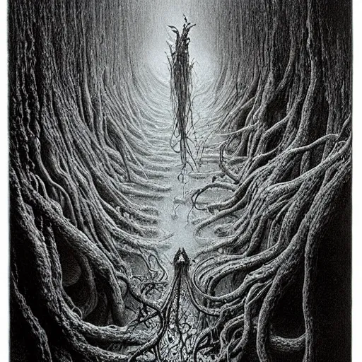 Prompt: A lovecraftian eldritch horror drawn by Beksinski