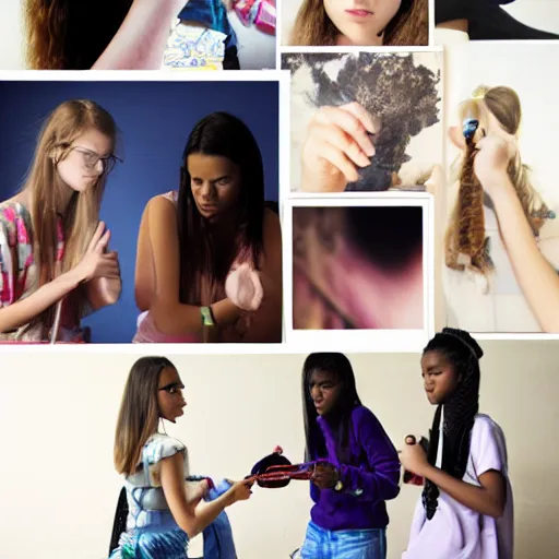 Image similar to teenagers doing a fashion workshop, realistic, coherent, photography