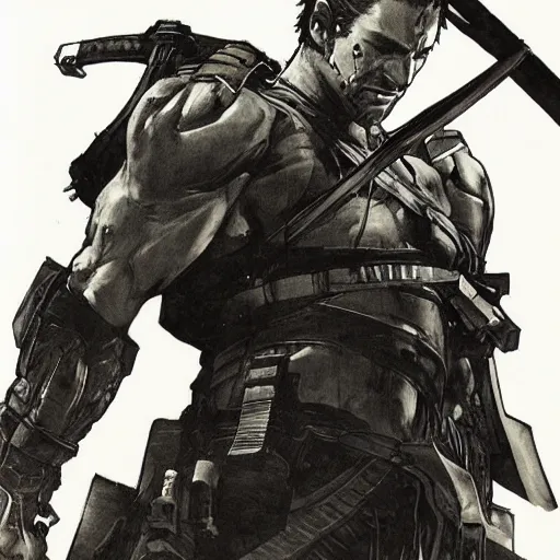 Image similar to portrait of a hero holding his sword in front of his face by yoji shinkawa, high quality, extra details, realism