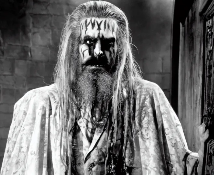 Image similar to a still of rob zombie in the munsters ( 1 9 6 4 ), 4 k, hi - res