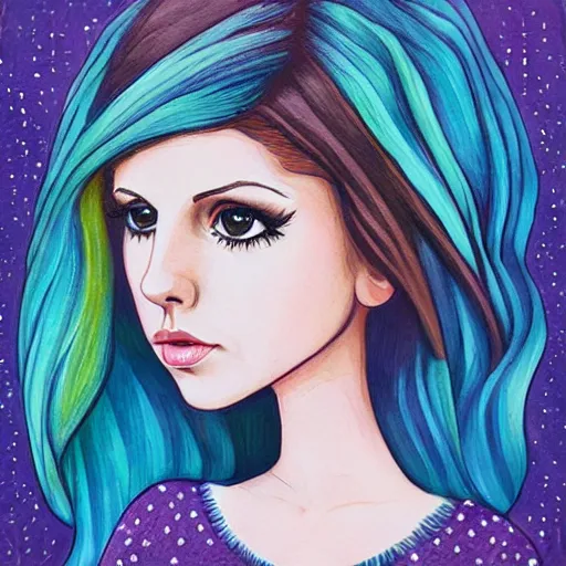 Image similar to anna kendrick in the style of jeremiah ketner