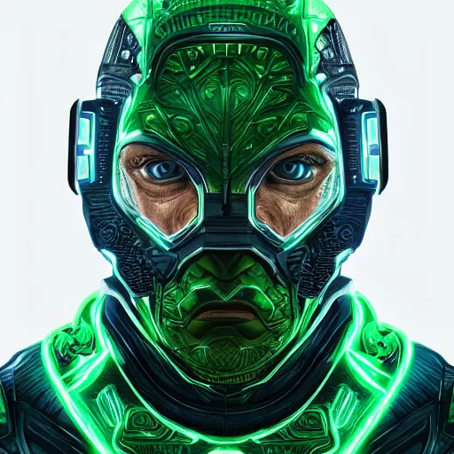 Image similar to John Cena as a superhero, full face, insipiring, detailed intricate ornate , luxurious detail, sci-fi, neon, emeralds, detailed technology full background, highly detailed, artstation, Rene Lalique and Eddie Mendoza