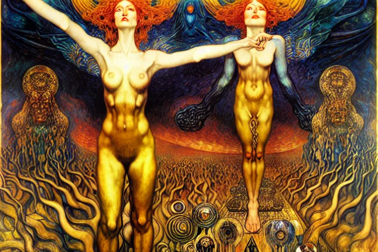 Image similar to Divine Chaos Engine by Karol Bak, Jean Delville, William Blake, Gustav Klimt, and Vincent Van Gogh, symbolist, visionary