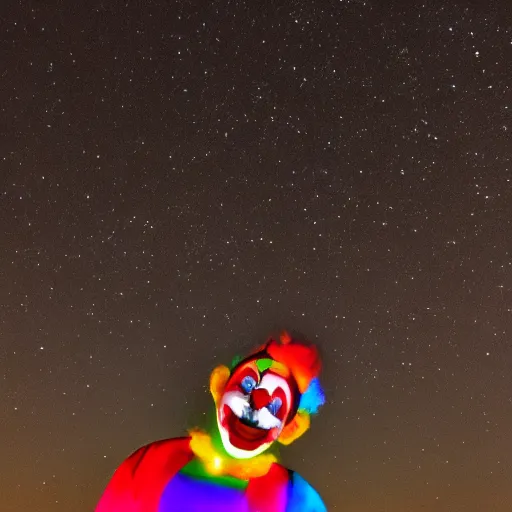 Image similar to clown glowing in the night