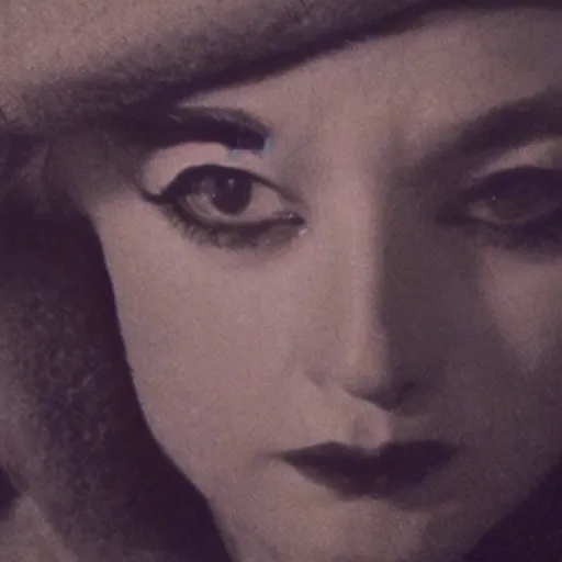 Prompt: still from a masterpiece 1 9 6 0 s french art film, beautiful girl in beret with large eyebrows in the background sits with an angry expression, moody lighting, viewed from afar, cinematic shot