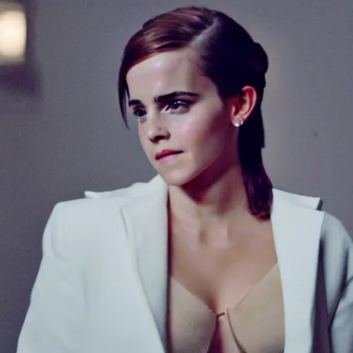 Image similar to A still of Emma Watson as Kim Kardashian