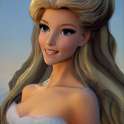 Prompt: rendered in unrealengine, soothing in the usa by don bluth, by marc silvestri. a painting, beauty & mystery of princess aurora. enigmatic smile & gaze invite us into her world, & we cannot help but be drawn in. soft features & delicate way she is dressed make her almost ethereal. landscape distance & mystery. what secrets princess aurora holds.
