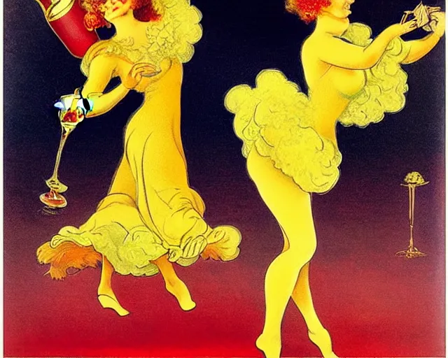 Image similar to cancan, melchizedek champagne bottle. leonetto cappiello, pur champagne damery, 1 9 0 2.