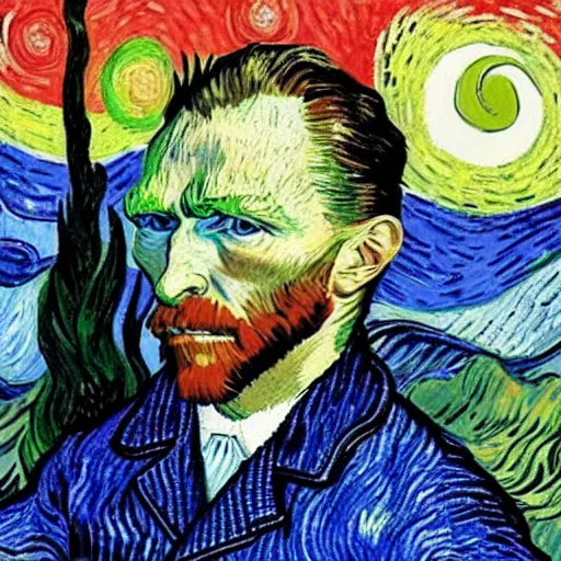 Image similar to vincent van gogh!!!! with a iphone in his hand, illustrated by vincent van gogh, 4 k, 8 k, photorealistic imagery