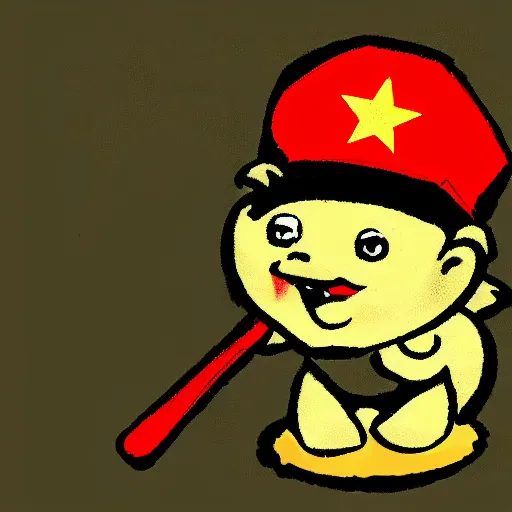 Image similar to a communist baby chick drawn in soviet style