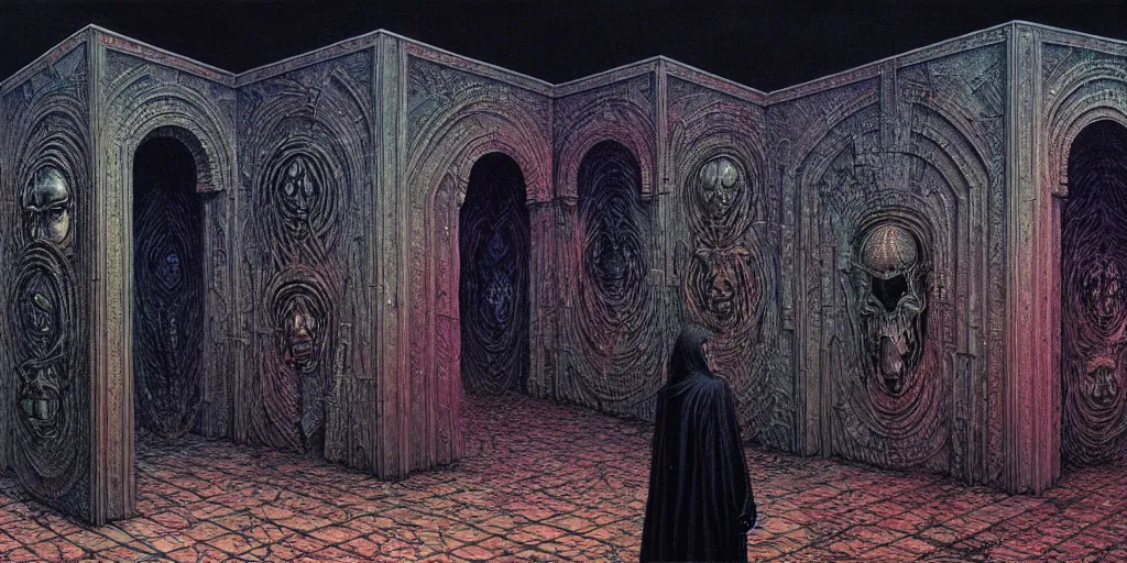 Prompt: a mystical wall by thomas ligotti and wayne barlowe