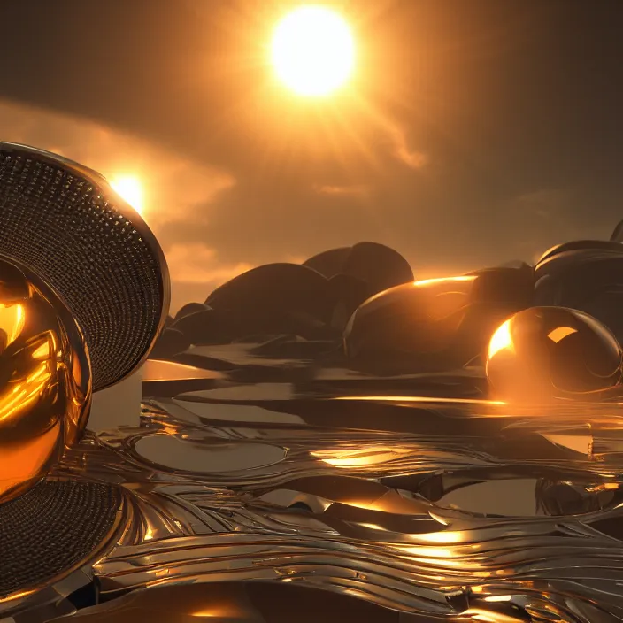 Image similar to the sun surrounded by metal. high tech. octane render, trending on artstation, very coherent symmetrical artwork. cinematic, hyper realism, high detail, octane render, 8 k, iridescent accents