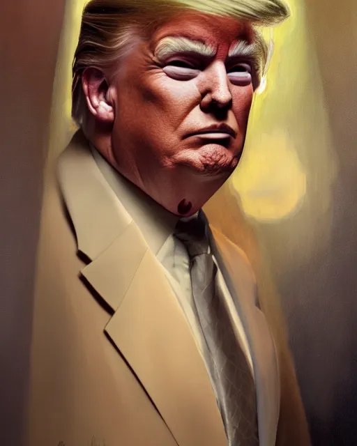 Prompt: donald trump painting, happy, smirk, intrincate, highly detailed, dim volumetric lighting, 8 k, octane, post - processing, digital painting, trending on artstation, concept art, smooth, sharp focus, illustration, by tom bagshaw and daniel gerhartz and albert aublet and lawrence alma - tadema and alphonse mucha