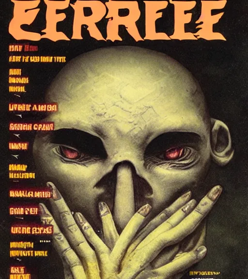 Prompt: cover of eerie magazine