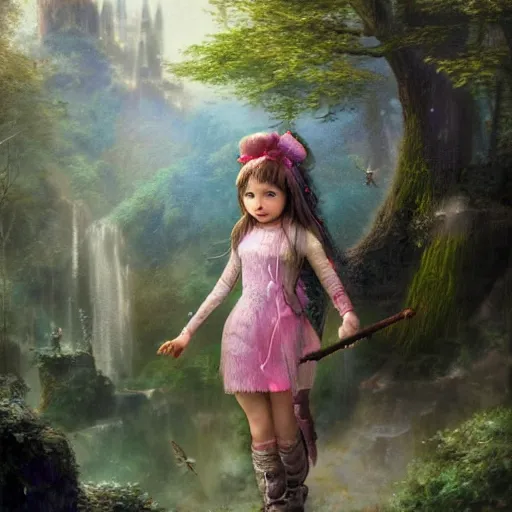 Prompt: a young girl, fantasy world