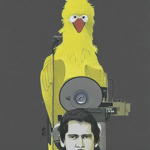 Image similar to illustration of big bird on lcd by ilya kuvshinov katsuhiro otomo