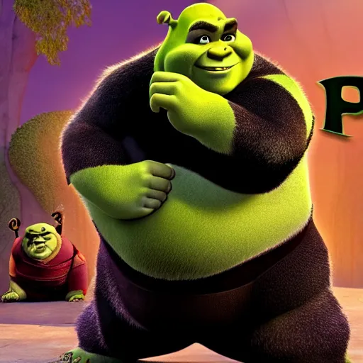 Image similar to shrek as kung fu panda