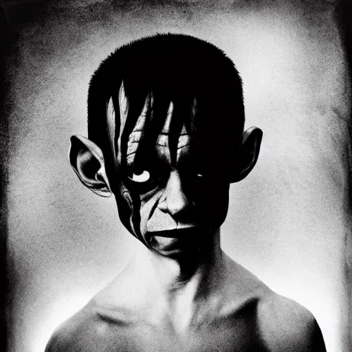 Image similar to photo portrait of gollum as an emo kid