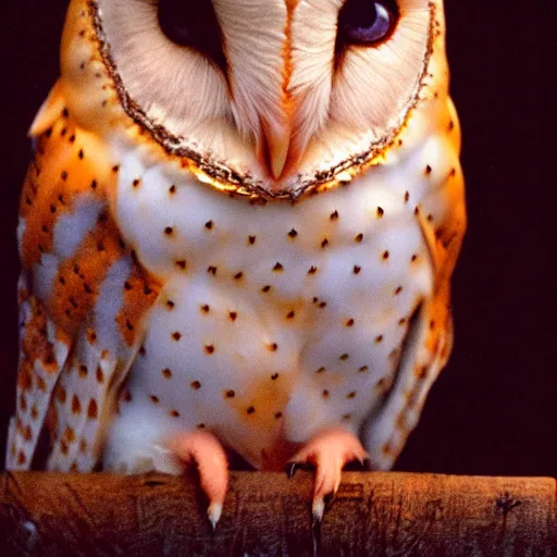 Image similar to noctilux barn owl, cinestill,