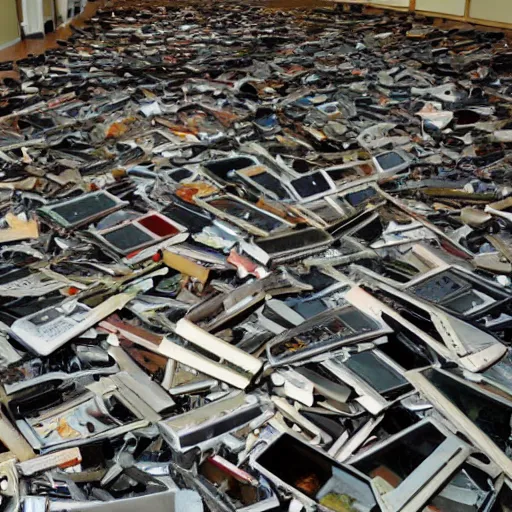 Prompt: a room full of old television screens, 8 mm, found footage