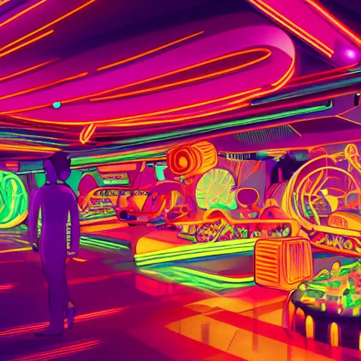 Prompt: colorfull futurism, neon lights, cyberpunk, sweets, macaron, donuts, 4k, hyperrealistic, focused, extreme details, cinematic