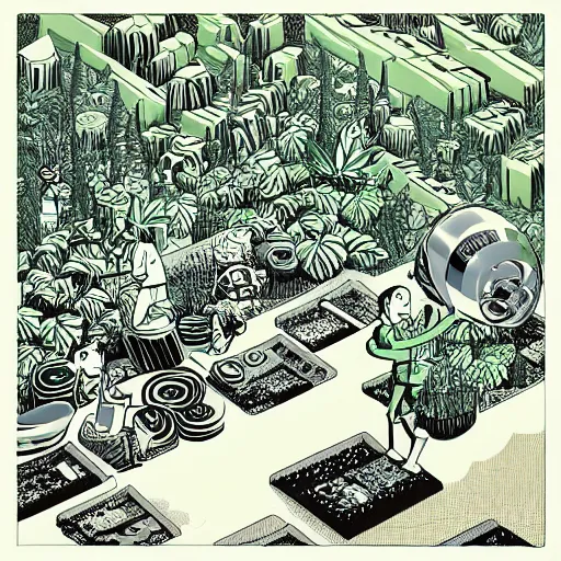 Image similar to cannabis utopia room, fun isometric cartoon by earle, eyvind