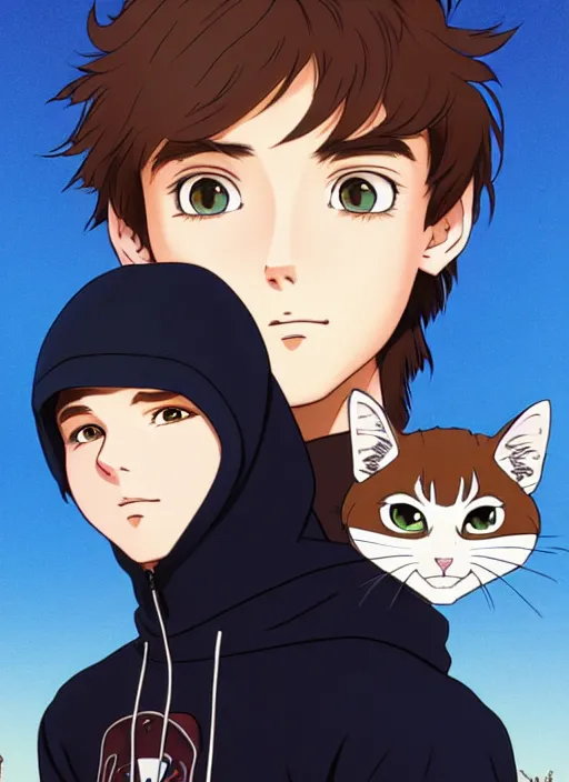 OpenDream - anime profile picutre of a boy with brown hair blue