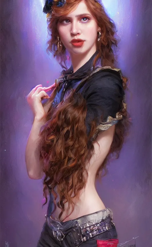 Image similar to rockstar girl on stage. by edward robert hughes, by konstantin razumov, by william - adolphe bouguerea, by artgerm, pixar, artstation trending, concept art, digital art, digital painting, dramatic lighting, sharp focus, highly detailed, vxf movie, cinematic