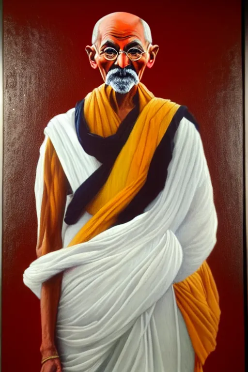 Image similar to full body portrait of donald trump as mahatma gandhi, oil on canvas by william sidney mount, hindu art, great soul, irish folk, trending on artstation