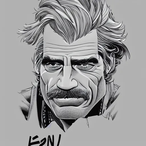 Image similar to Sam Elliot 2d illustration by Feng Zhu and Loish and Laurie Greasley, Victo Ngai, Andreas Rocha, John Harris, artstation, sharp focus