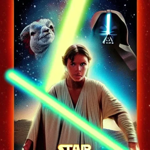 Prompt: movie poster of star wars with a llama