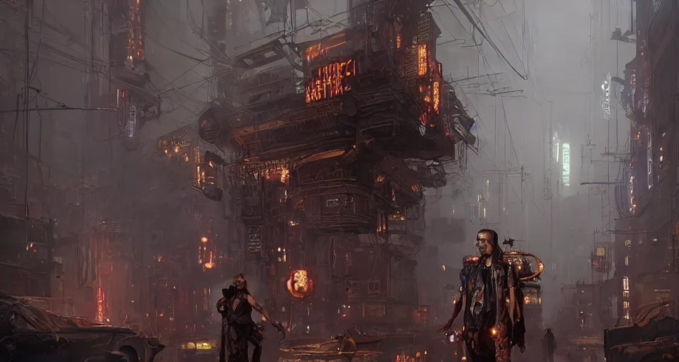 Prompt: a highly detailed epic cinematic concept art CG render digital painting artwork scene: retrofuturistic 1920s cyberpunk steampunk combustion engine forcibly sewn to a man's back. By Greg Rutkowski, Ilya Kuvshinov, WLOP, Stanley Artgerm Lau, Ruan Jia and Fenghua Zhong, trending on ArtStation, made in Maya, Blender and Photoshop, octane render, excellent composition, cinematic dystopian brutalist atmosphere, dynamic dramatic cinematic lighting, aesthetic, very inspirational, arthouse